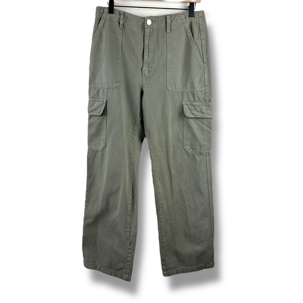 Zara Women's Size 10 High Rise Straight Leg Cargo Pants Sage Green Chinos Y2K